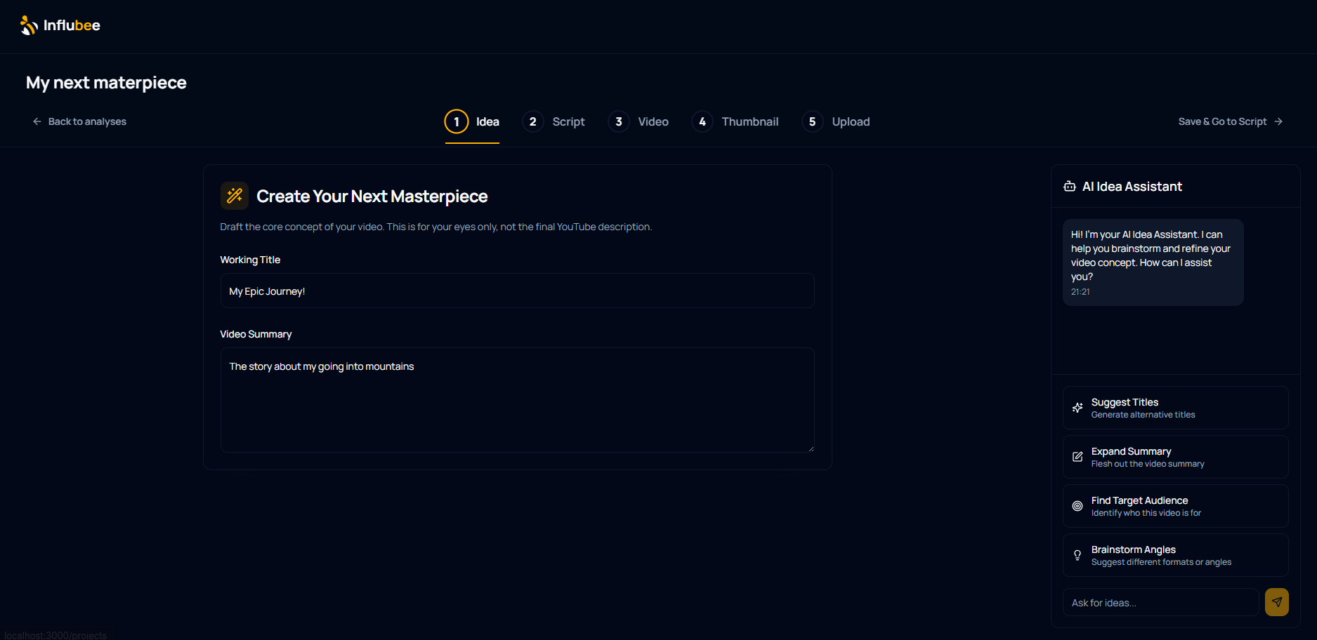 Influbee Dashboard Preview
